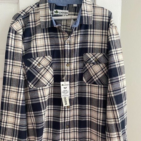 Tallwoods Shirts Tallwoods Mens Plaid Black And White Flannel Shirt